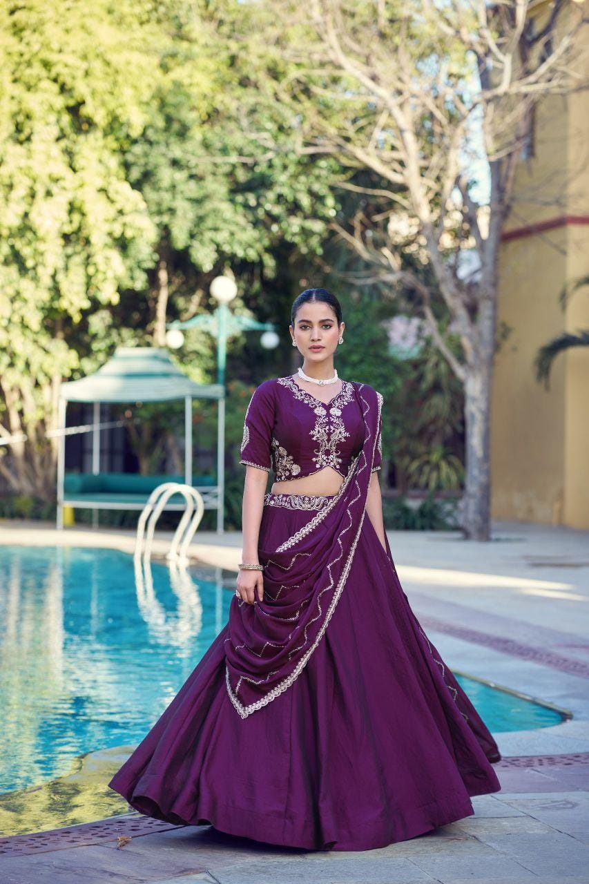 Rangoli Crush Lehenga Choli Set | Embroidered Sequin Belt, 4 Meter Flare, Party Wear
