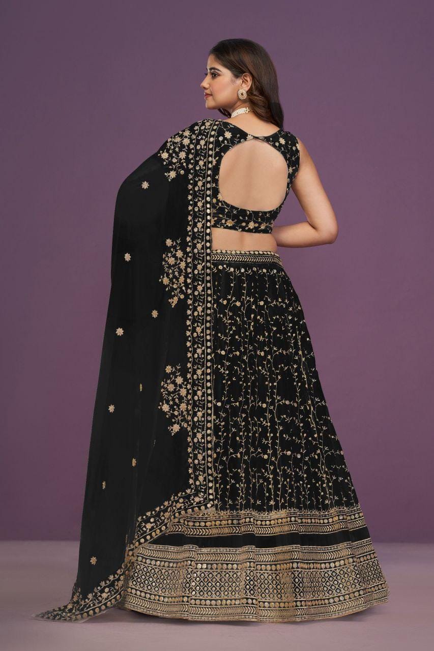 Faux Georgette Lehenga Choli | Heavy Zari Embroidery Indian Wedding Wear
