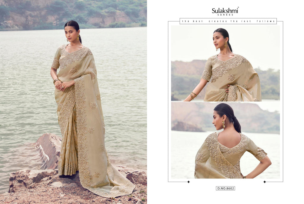 Pure/Tissue Silk Saree with Jacquard Work | Matching Blouse Piece | Wedding Festive Party Wea