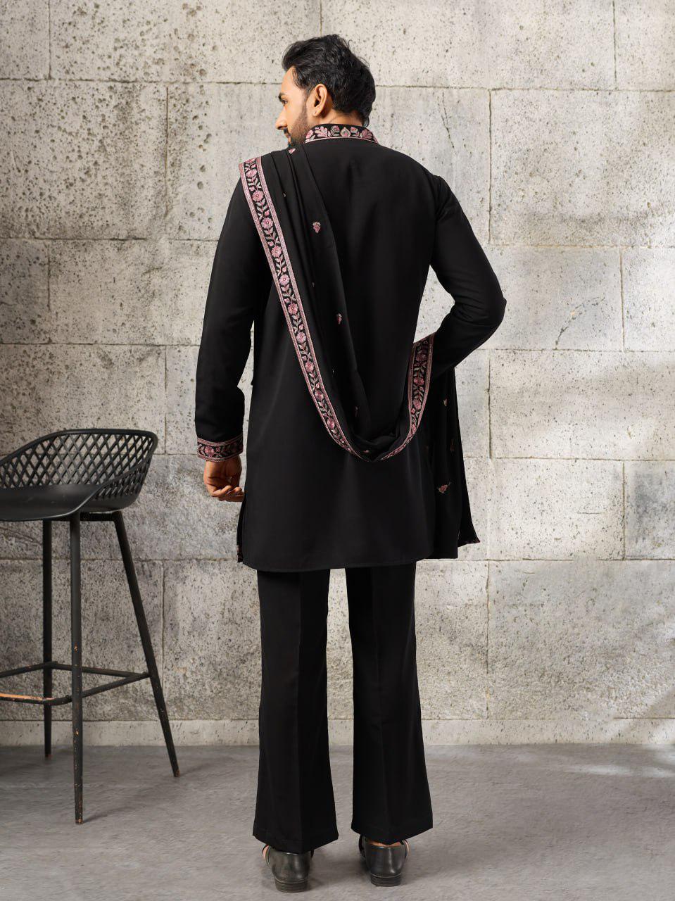 Japanese Fabric Kurta Pant Set | Thread Sequin Embroidered Ethnic Festive Outfit