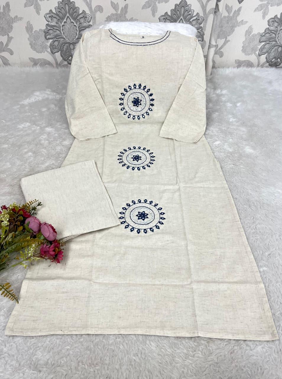 Elegant Ivory Cotton Flex Kurta Set