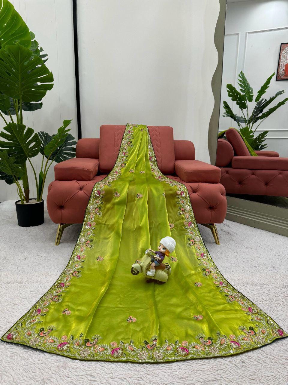 Elegant Jimmy Choo Fabric Saree with Sequin Embroidery