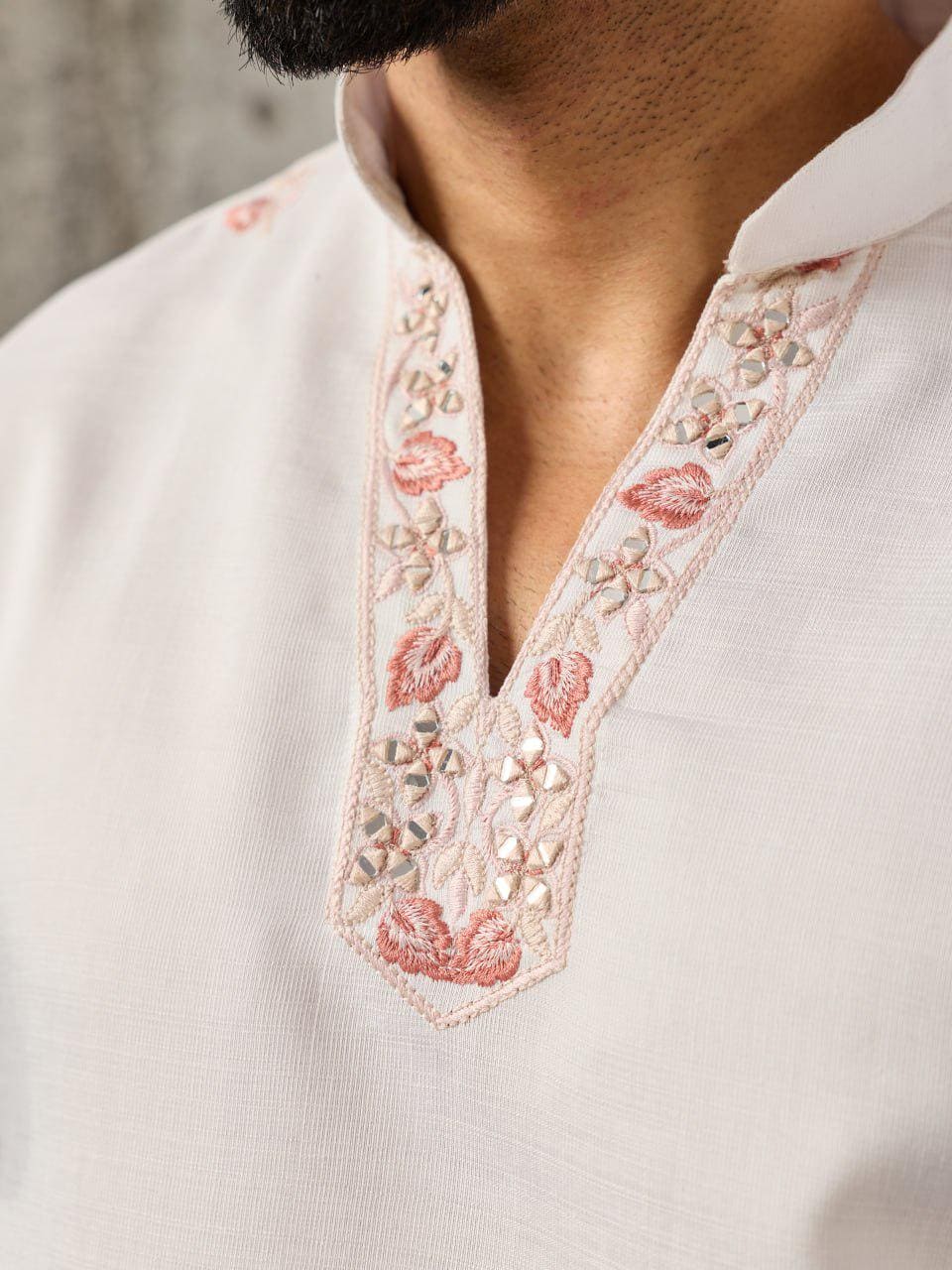 Art Silk Kurta Koti Pant Set | Mirror Work Embroidery Festive Wear