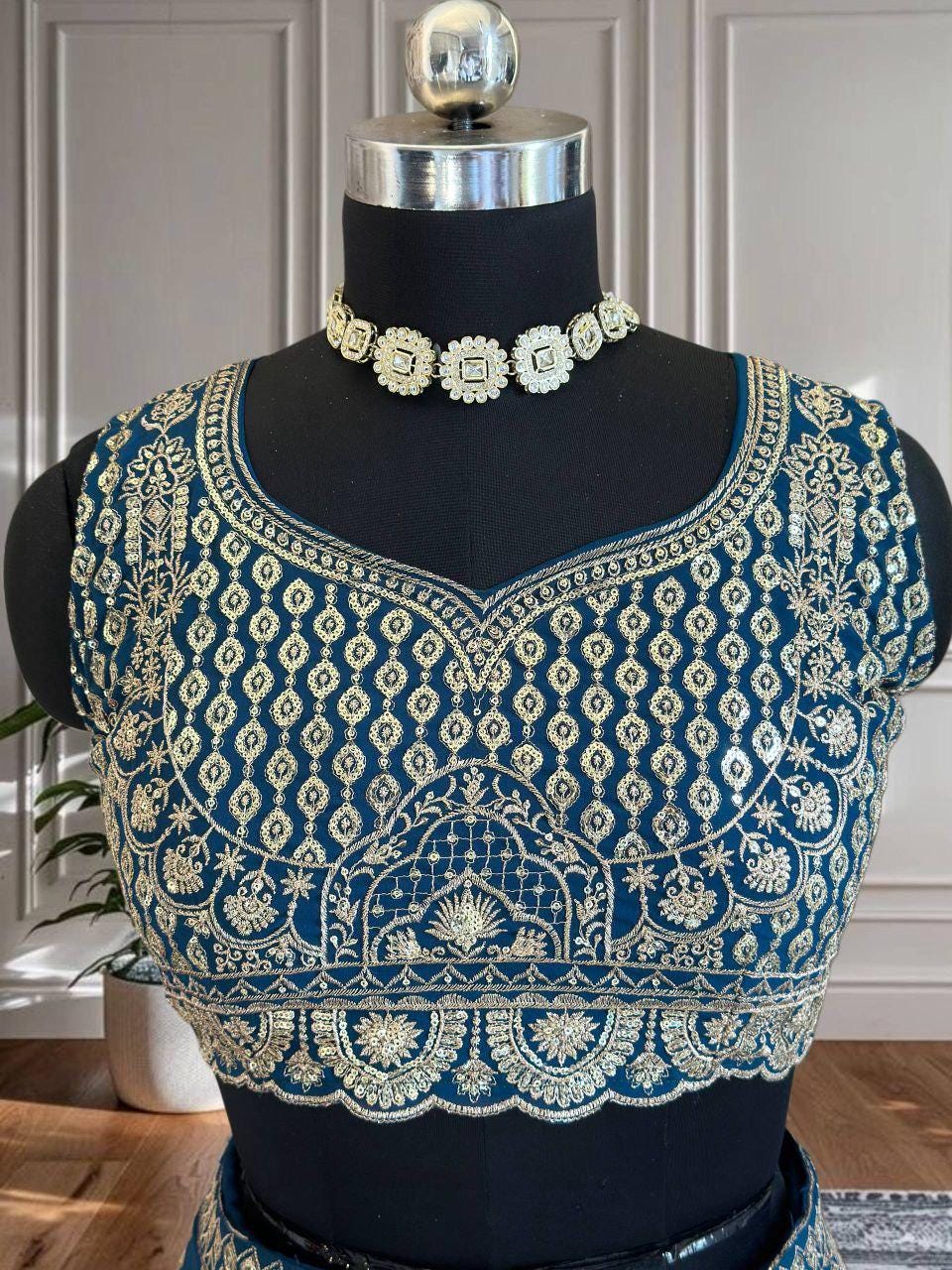 Faux Georgette Lehenga Choli Set | Sequins Embroidery Work, 3 Meter Flair
