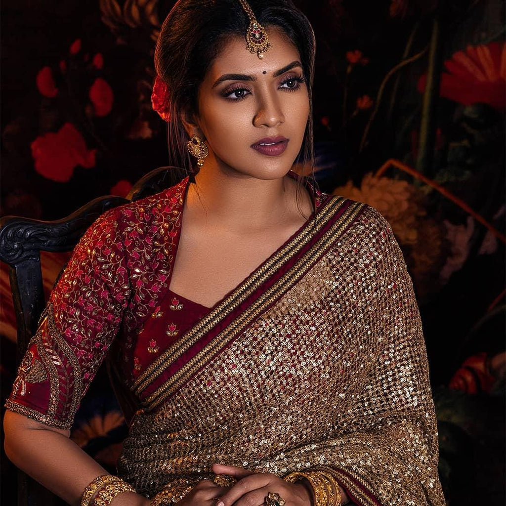 Grand Half-Half Designer Saree with Heavy Sequin Pallu