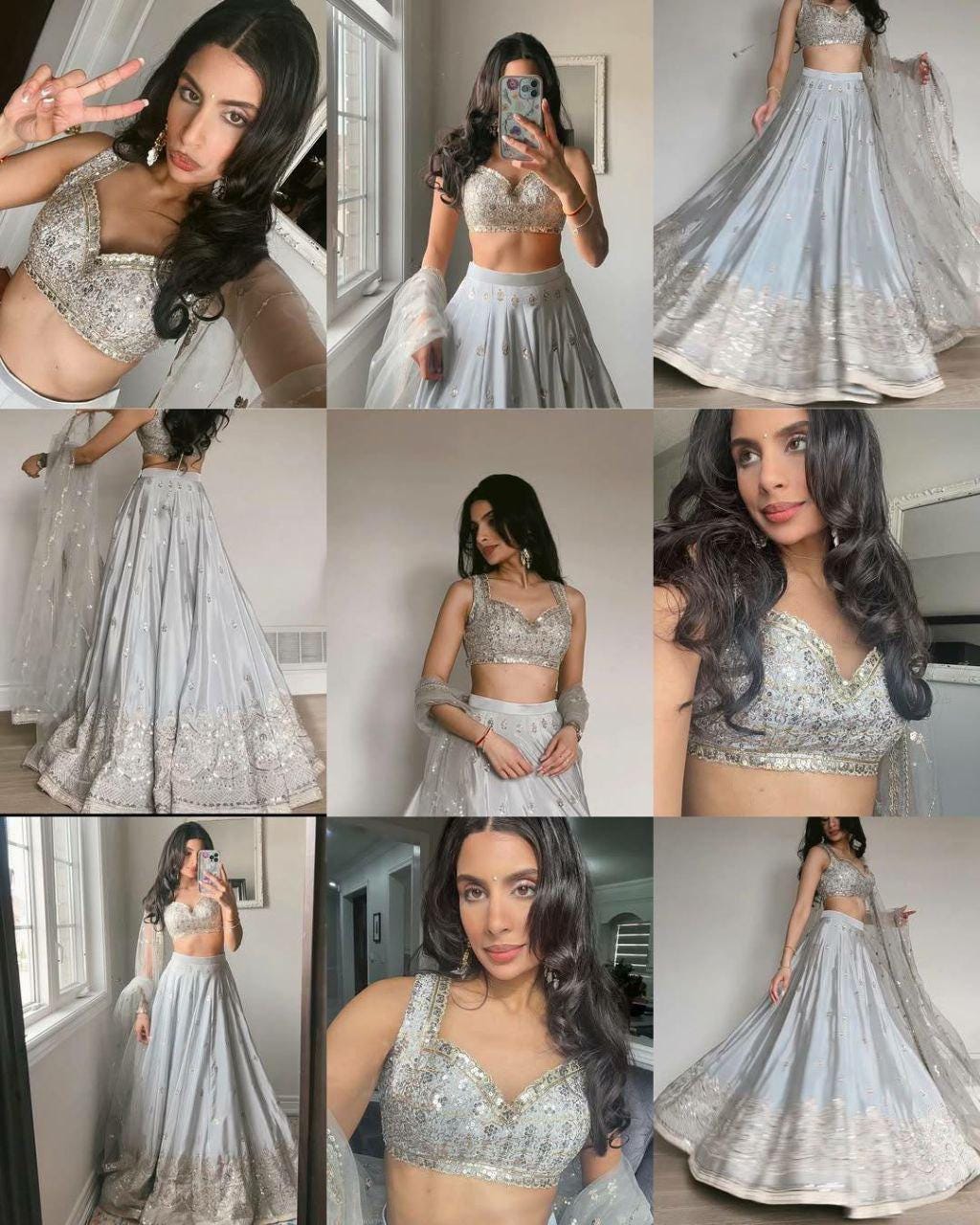 Satin Silk Lehenga Choli Set | Sequins Dori Zari Work, Bridal Party Wear