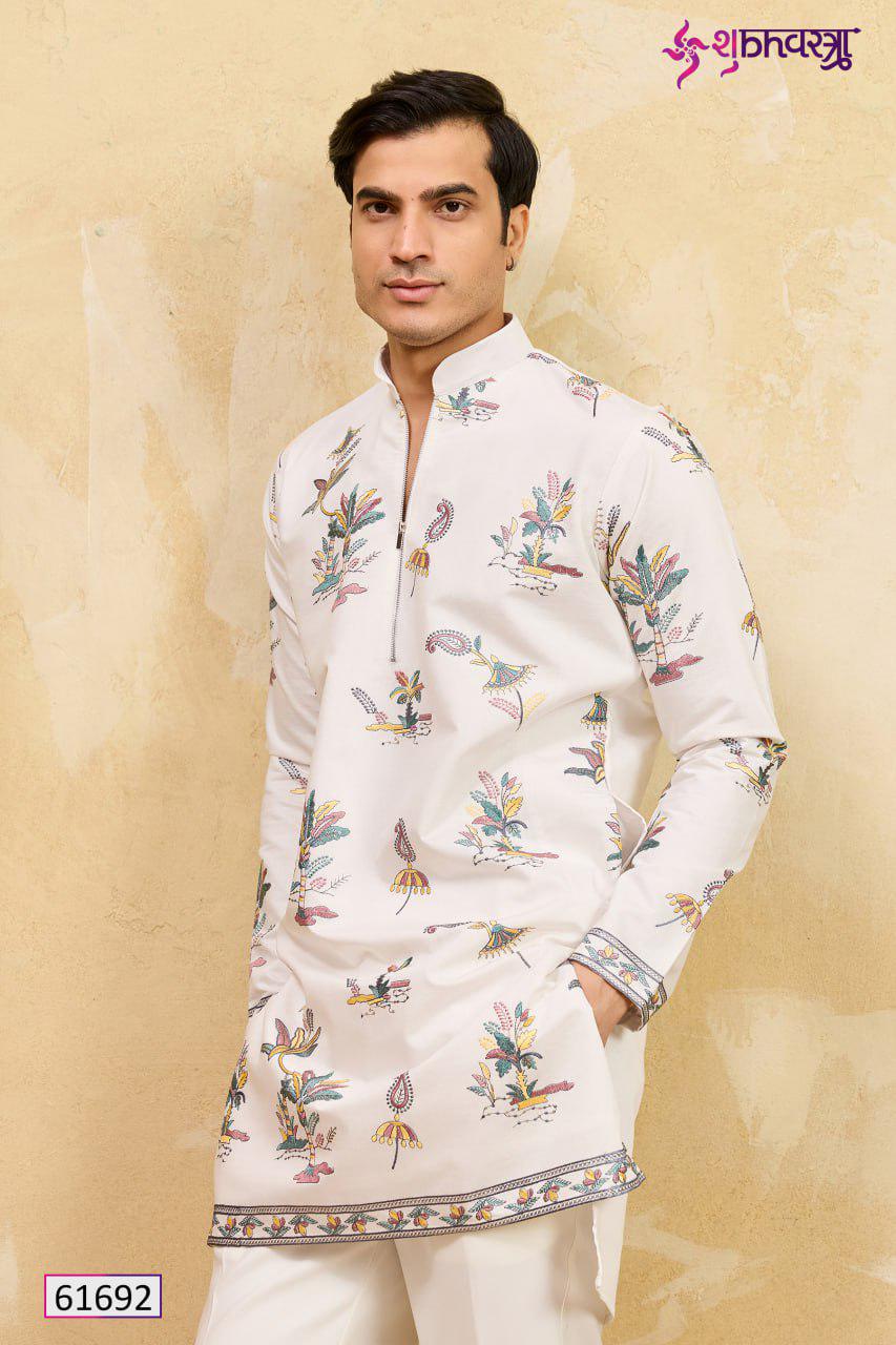 Viscose Silk Embroidered Kurta, Multi Thread Sequins Work, Indian Ethnic Festive Wear