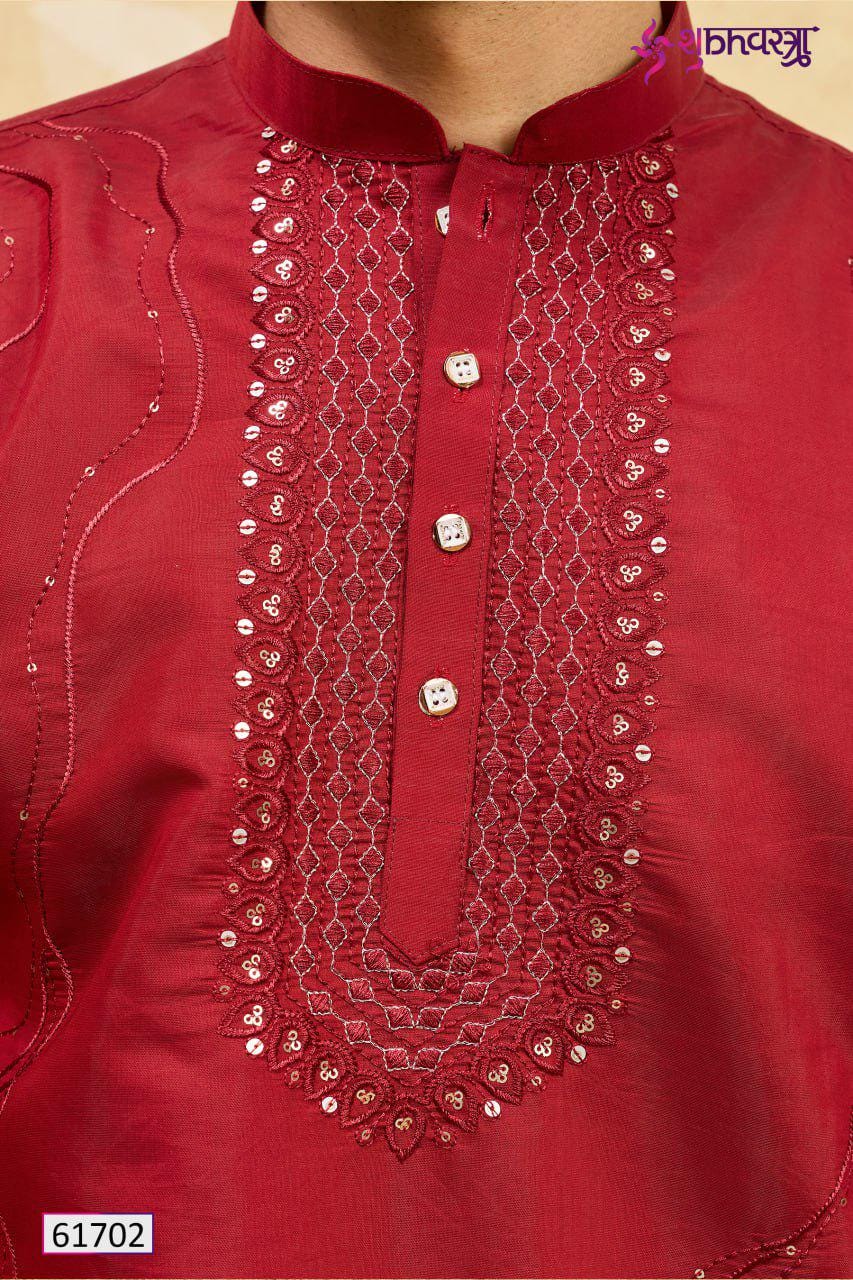 Viscose Silk Embroidered Kurta Set, Multi-Thread Sequins Ethnic Dress