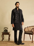 Art Silk Kurta Koti Pant Set | Mirror Work Embroidery Festive Wear