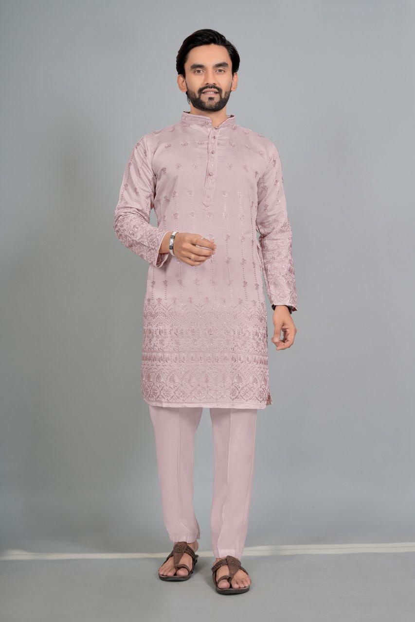 Men's Cotton Silk Kurta Pajama Set | Traditional Indian Ethnic Wear, Festive Occasion