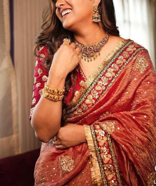 Heavy Soft Banarasi Crush Saree with Embroidery Work