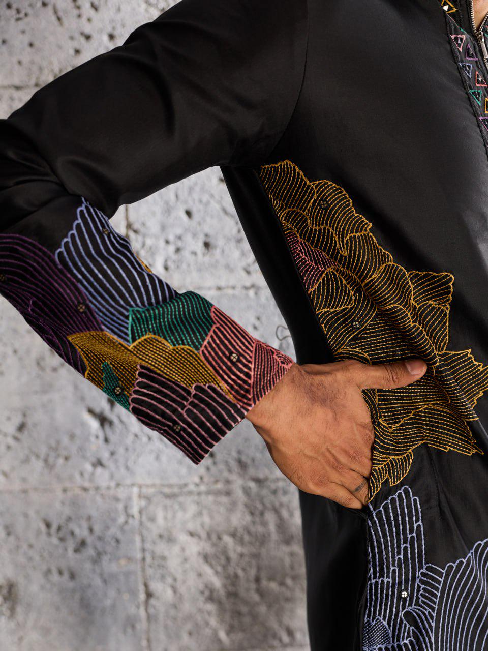 Men's Silk Kurta Pant Set | Thread Sequin Embroidery, Festive Ethnic Wear