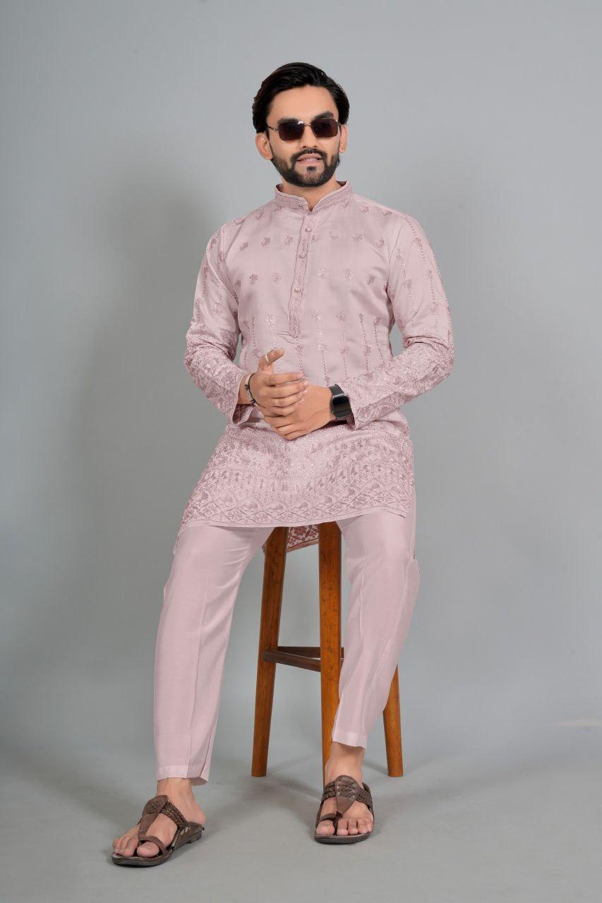 Men's Cotton Silk Kurta Pajama Set | Traditional Indian Ethnic Wear, Festive Occasion