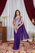 Ready to Wear Faux Georgette Saree with Embroidery & Sequins | Pre-Stitched Saree, Embroidered Blouse