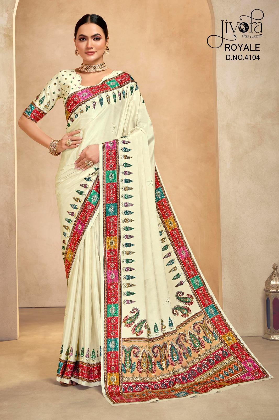 Rajwadi Crepe Saree, Digital Foil Print, Royal Festival Wear Indian Saree