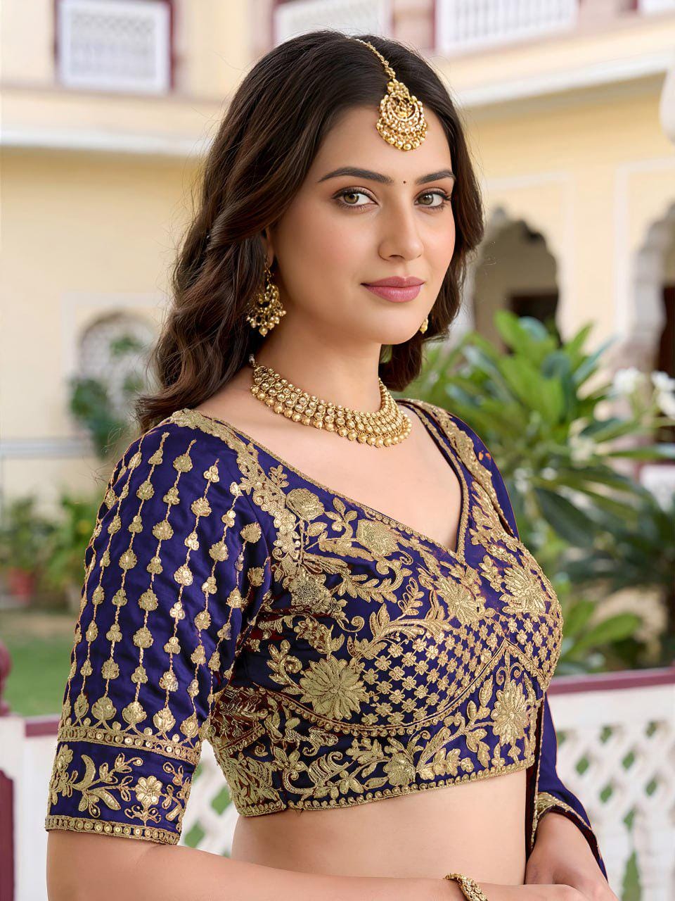 Navy Blue Rangoli Silk Lehenga Choli Set | Zari Dori Sequins Embroidery, Festive Outfit