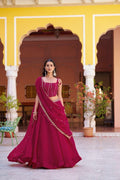Fendi Fabric Lehenga Choli Set | Sequins, Thread Embroidery, 4 Meter Flair, Party Wear