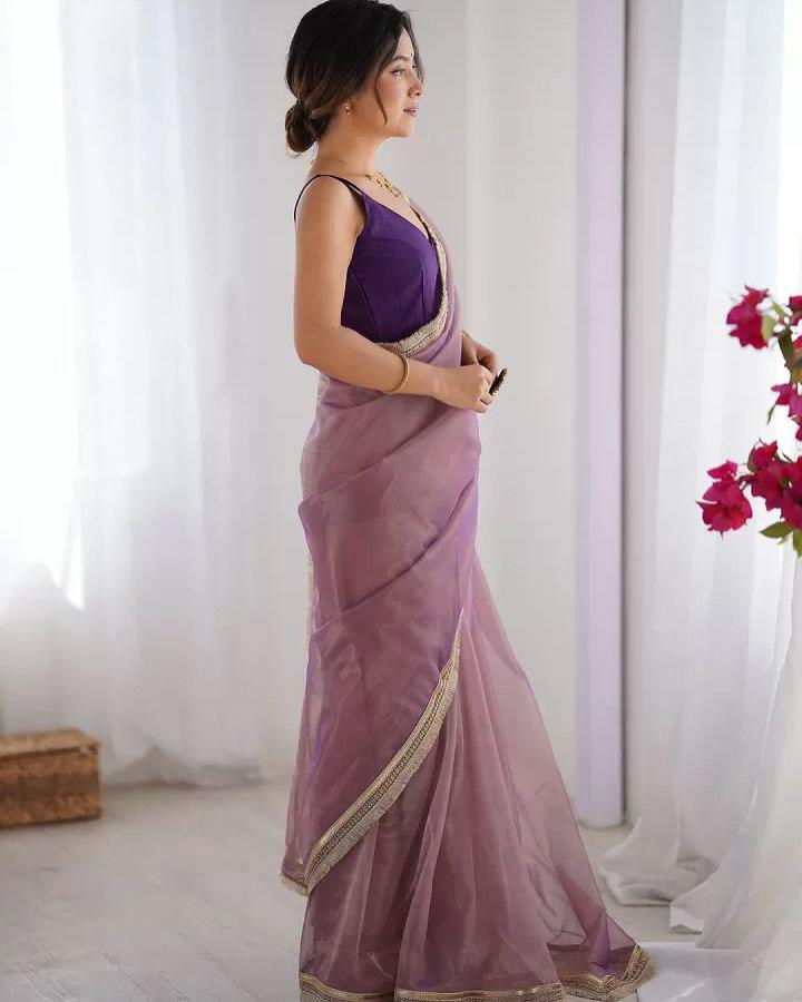 Twill Net Saree, Fancy Lace Border, Mono Banglori Blouse, Party Wear Elegance