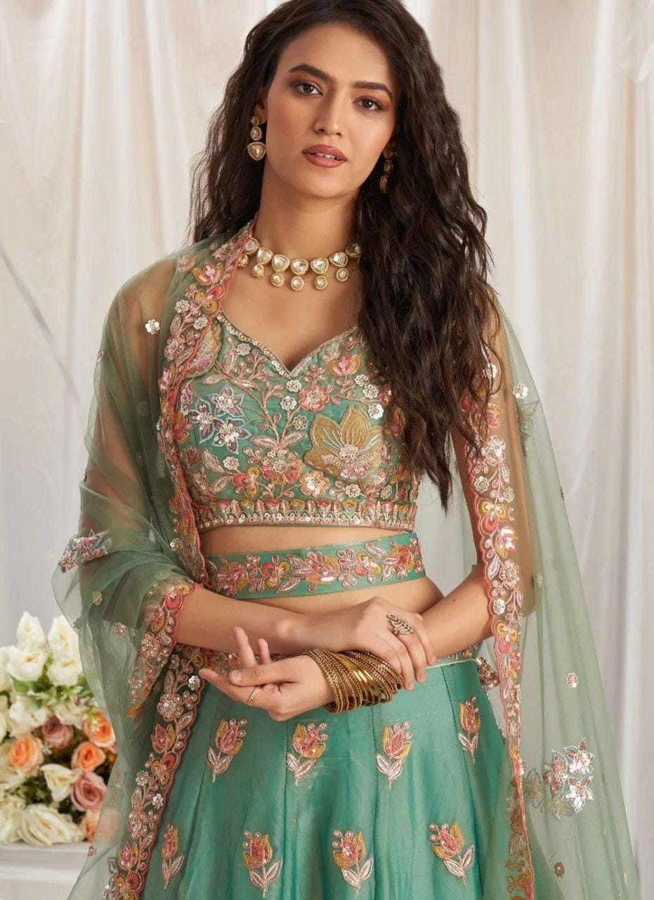 Fandy Lehenga Choli Set, Zari Sequin Embroidery, Net Dupatta, Wedding Designer Wear