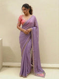 Rangoli Silk Saree with Embroidered Butti, Cutwork Border | Designer Wedding Wear