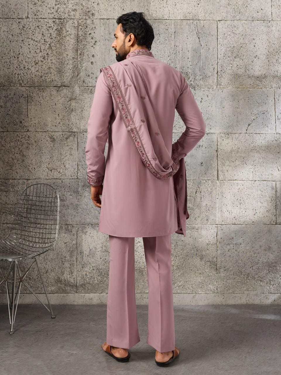 Japanese Fabric Kurta Pant Set | Thread Sequin Embroidered Ethnic Festive Outfit