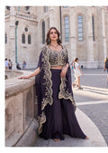 Jannat Platinum 4 Piece Silk Set, Embroidered Ethnic Indian Party Wear Outfit