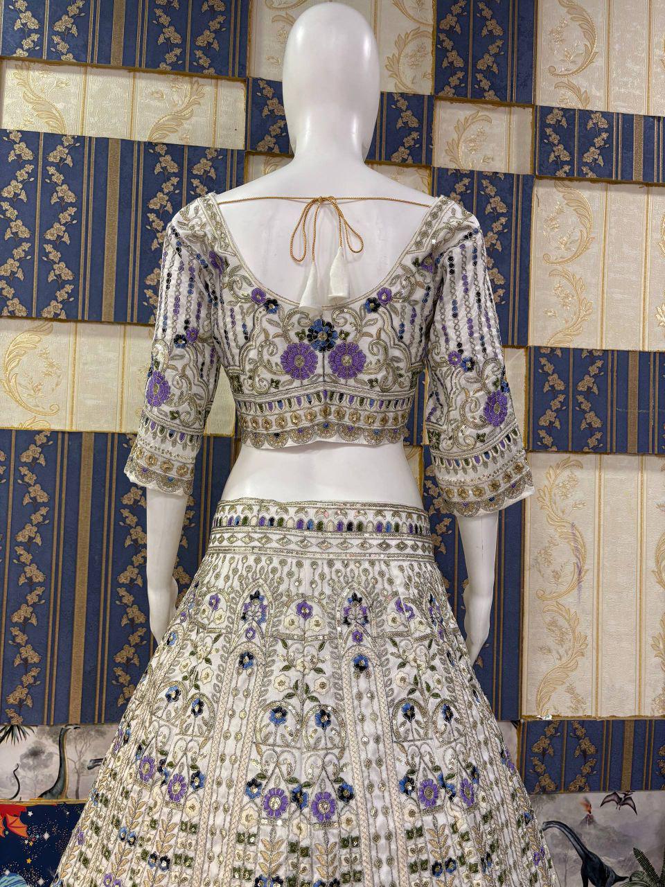 Mono Satin Silk Lehenga Choli, Butterfly Net Dupatta, Sequins Cut Work, Wedding Party Wear