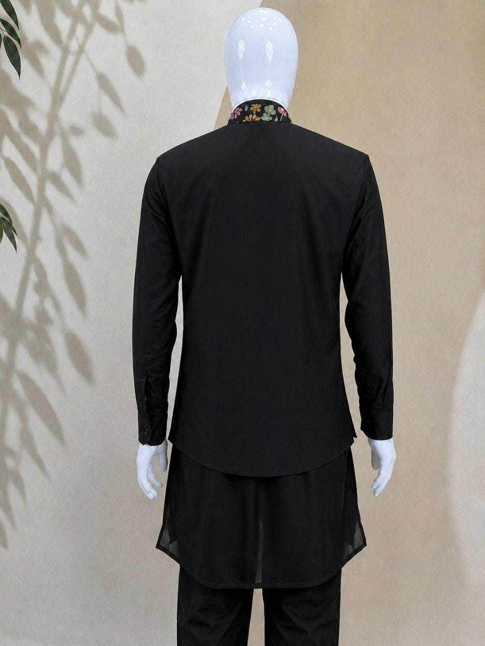 Men's Roman Silk Kurta Pant Set with Embroidered Koti | Festive Ethnic Wear
