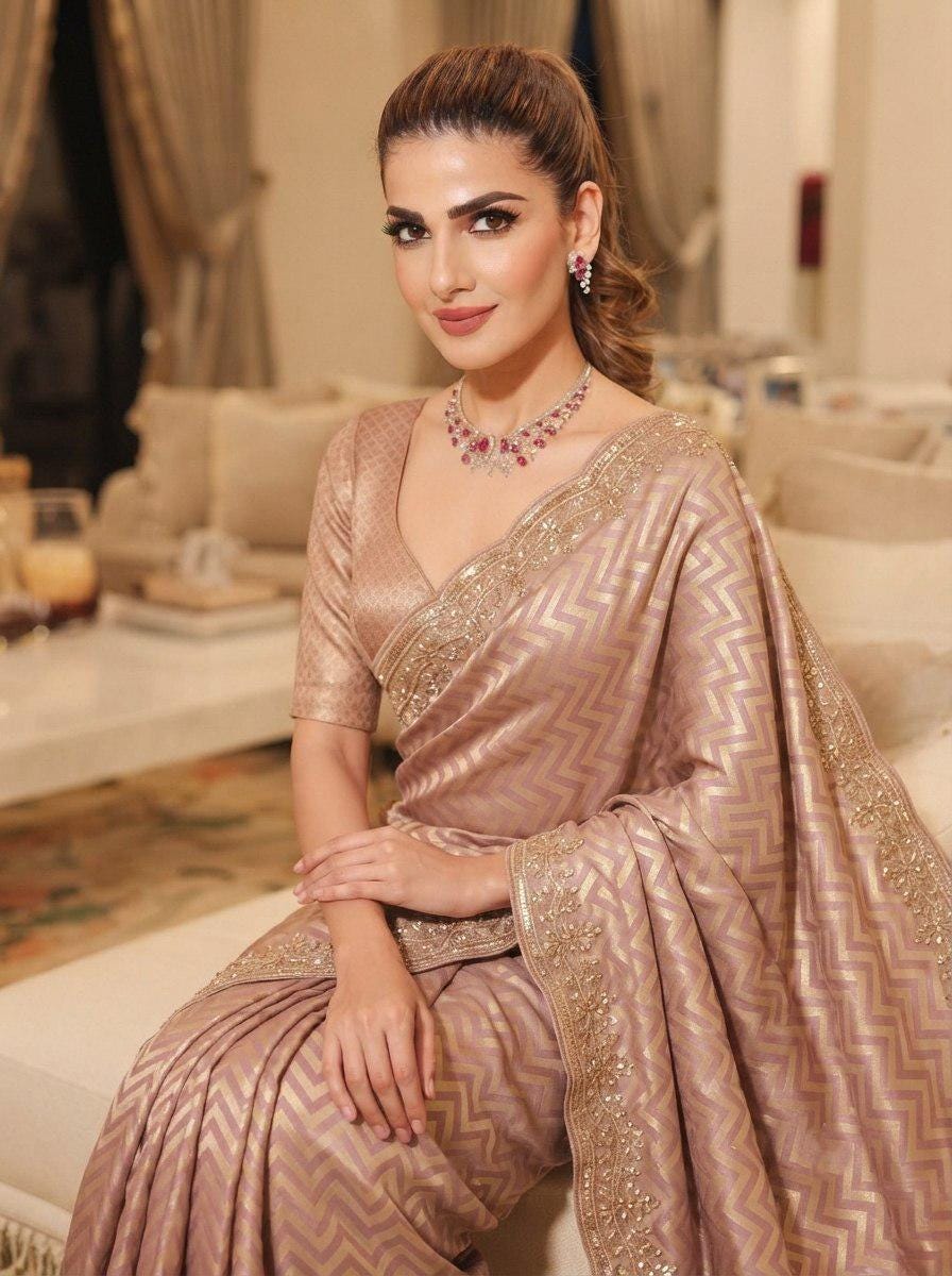 Pure Kanjivaram Silk Saree | Hand Embroidered Wedding Saree with Cutdana, Beads, Sequins