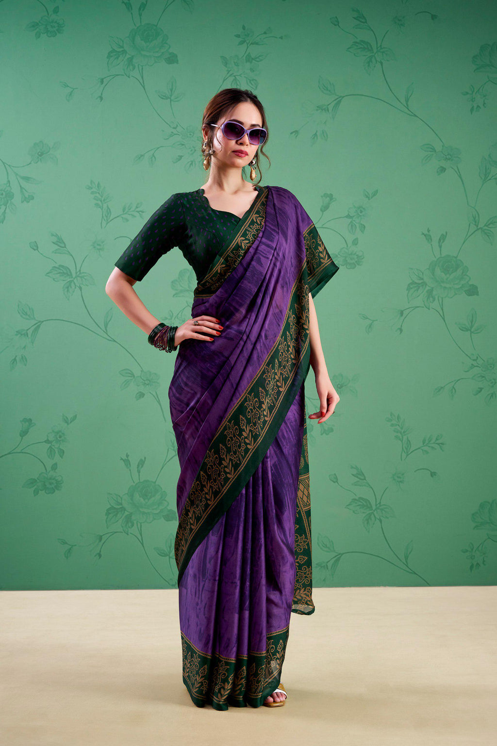 Rangoli Silk Printed Saree with Unstitched Blouse, Elegant Indian Traditional Wear