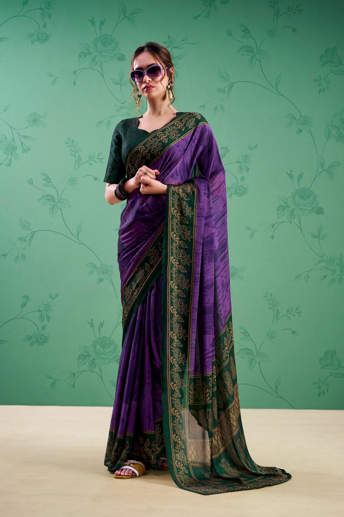 Rangoli Silk Printed Saree with Unstitched Blouse, Elegant Indian Traditional Wear