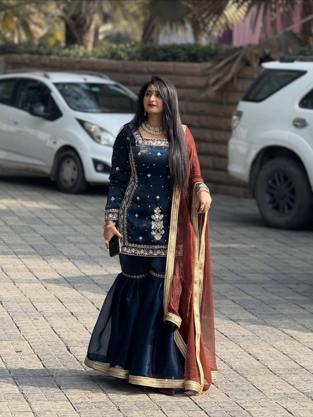 Embroidered Jimmy Choo Palazzo Suit Set, Sequins Work Kurta, Festive Party Wear Outfit