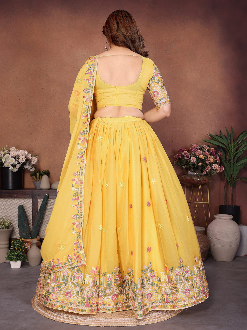 Embroidered Star Georgette Lehenga Choli Set | Indian Wedding Wear, Bridal Festive (3 Colours)