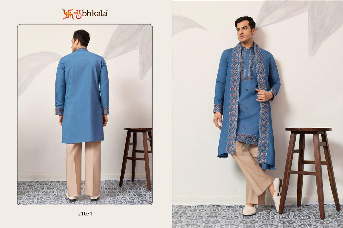 Men's Viscose Silk Kurta Set with Dupatta and Pant, Festive Ethnic Wear