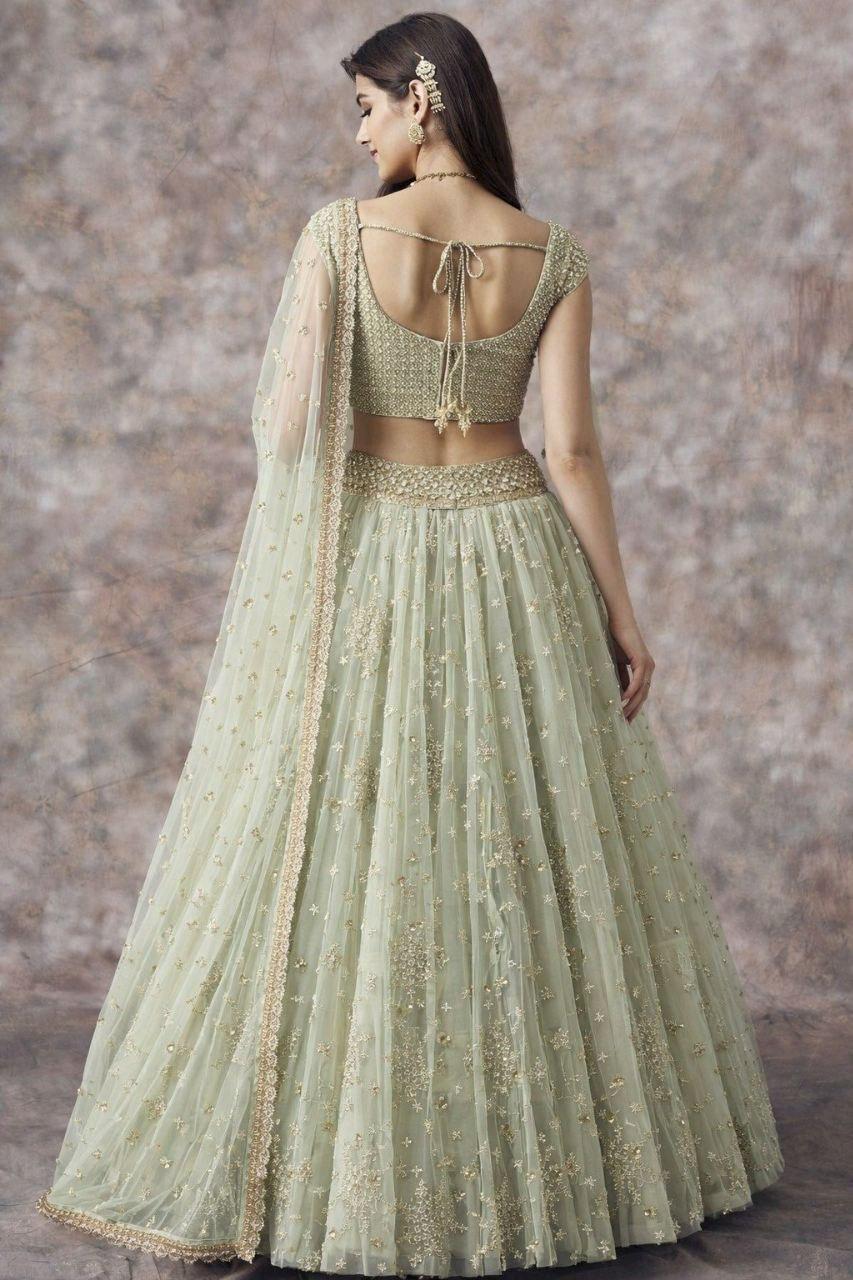 Soft Net Lehenga Choli Set | Zari Sequin Embroidery, 4.5 Meter Flare, Indian Wedding Wear