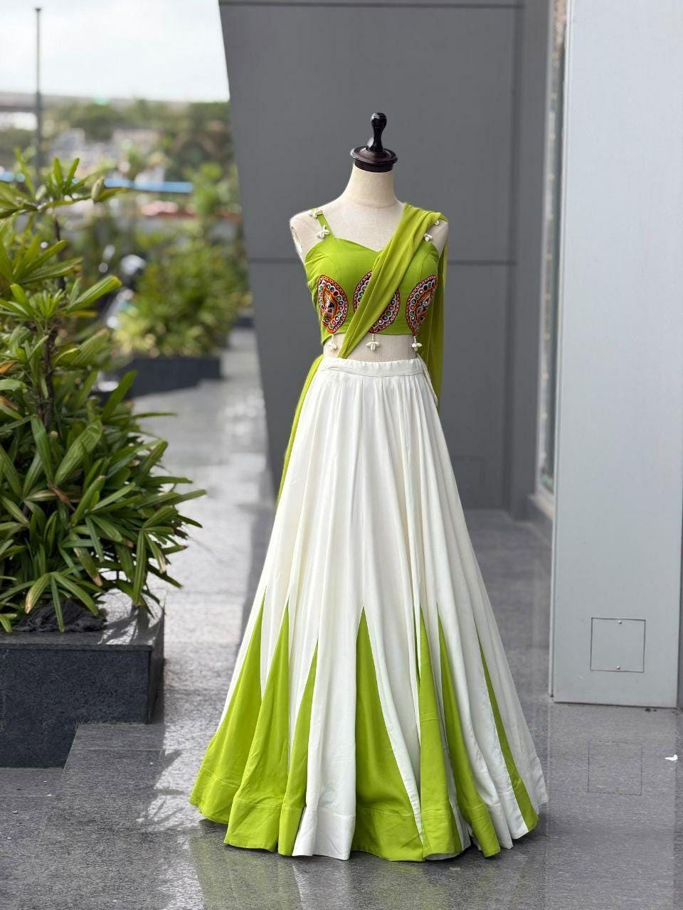 Pure Cotton Lehenga Choli Set | Real Mirror Work, 8 Meter Kali Flair, Georgette Dupatta