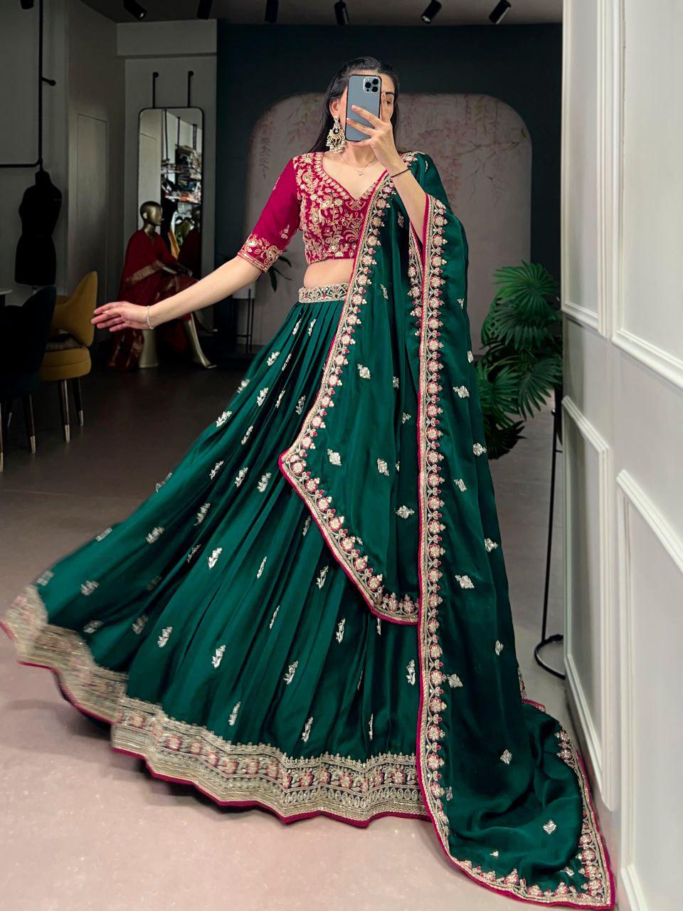 Luxurious Silk Satin Lehenga Choli Set