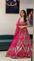 Malai Satin Lehenga Choli Set | Mirror, Sequins, Foil Embroidery | Bridal Outfit (Semi-Stitched)