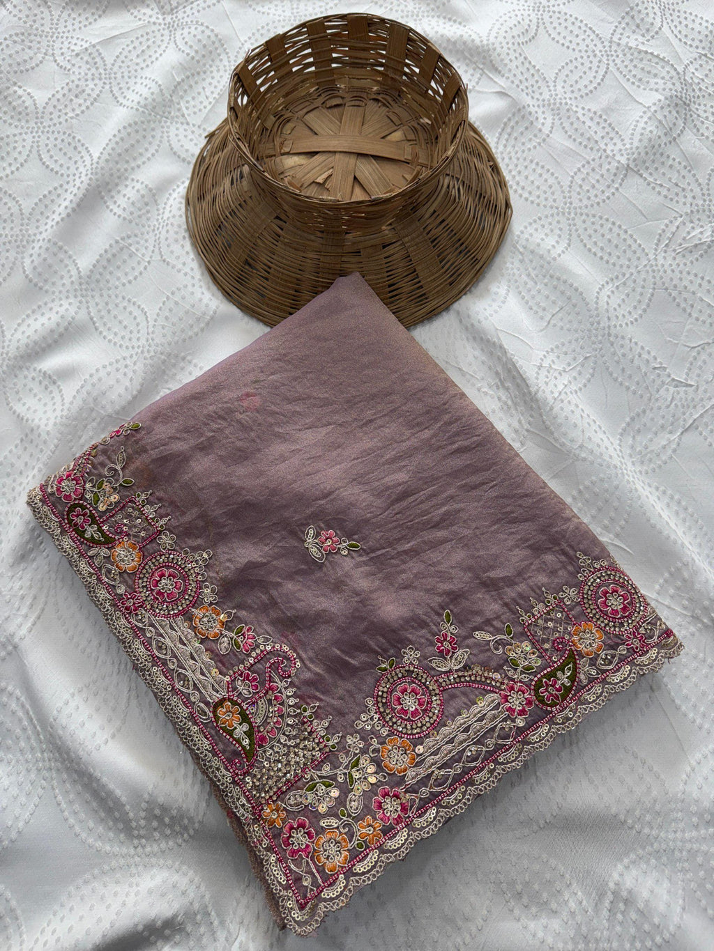 Soft Tissue Chiffon Silk Saree with Zarkan Embroidery | Designer Wedding Wear Blouse