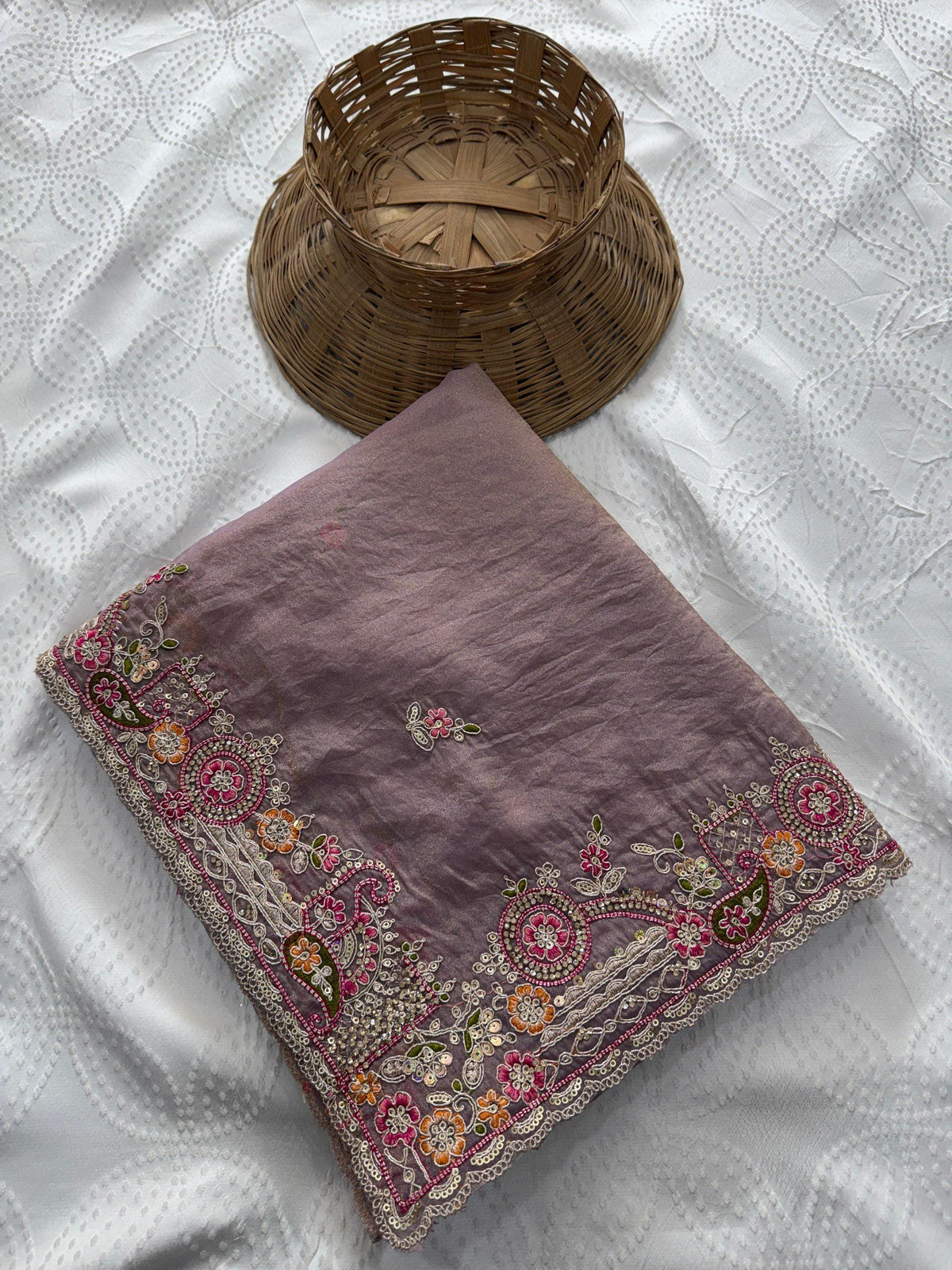Soft Tissue Chiffon Silk Saree with Zarkan Embroidery | Designer Wedding Wear Blouse