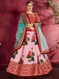 Cream Tissue Lehenga Choli Set, Sequins Embroidery, Wedding Party Wear