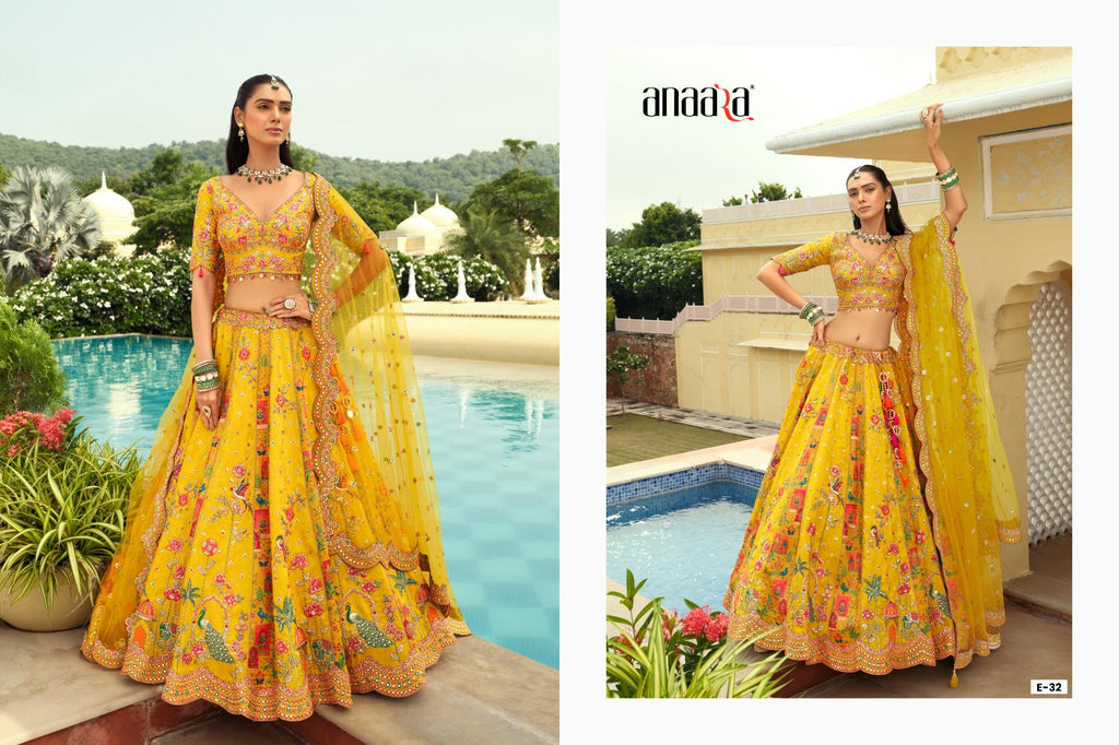 Silk Embroidered Lehenga Choli Set, Mirror Work, Net Dupatta, Wedding Reception Wear