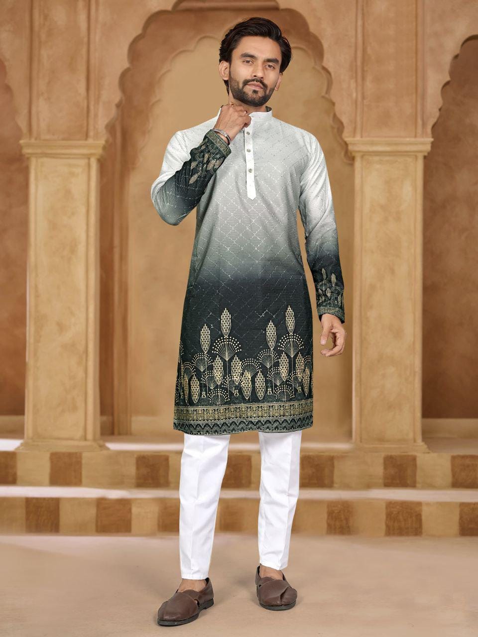 Elegant Heavy Chanderi Silk Kurta Pajama Set for Men