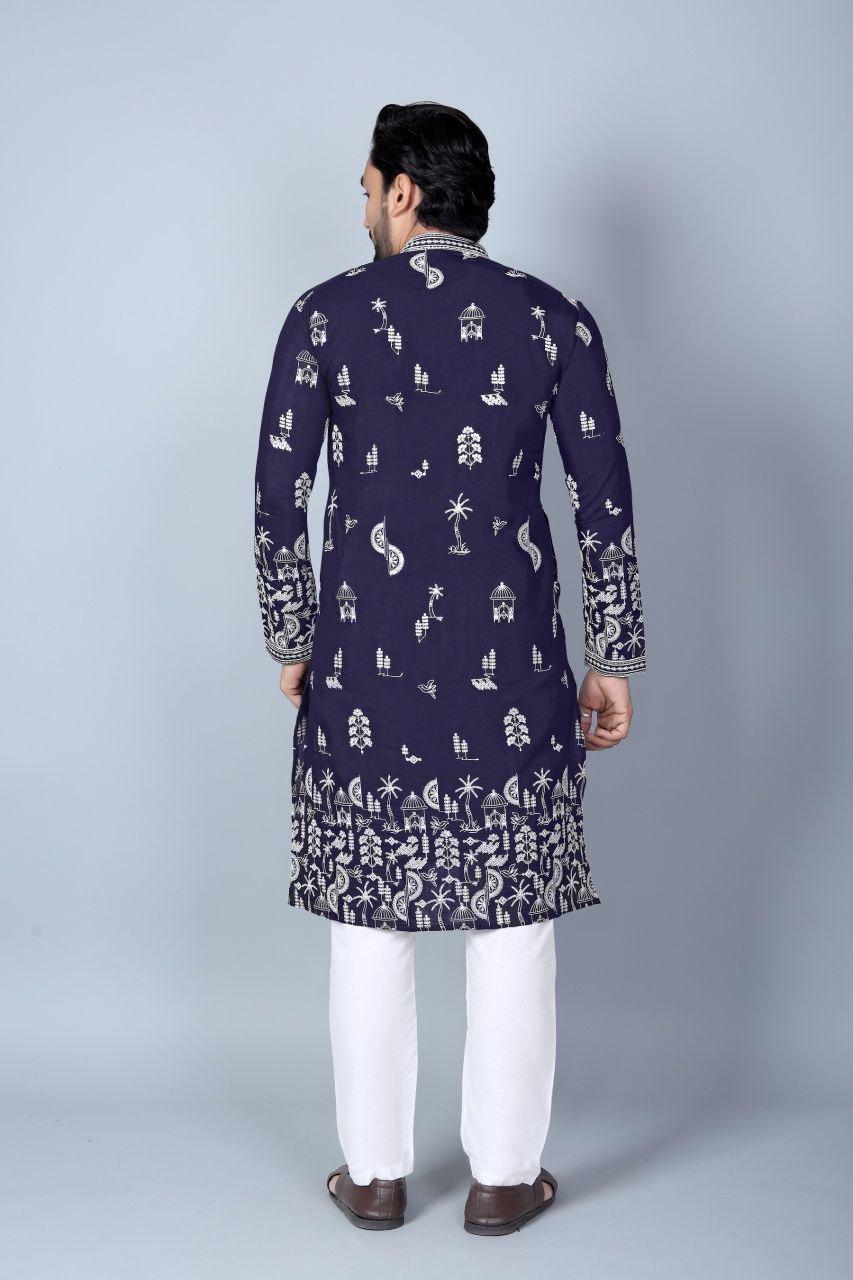 Men's Chanderi Silk Kurta Pajama Set | Festive Indian Ethnic Wear, Cotton Pajama