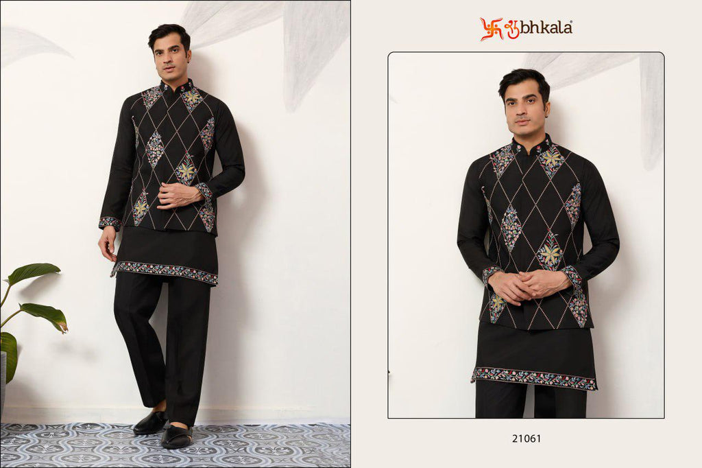 Viscose Silk Kurta Koti Pant Set, 3 Piece Ethnic Outfit, Festive Casual Suit