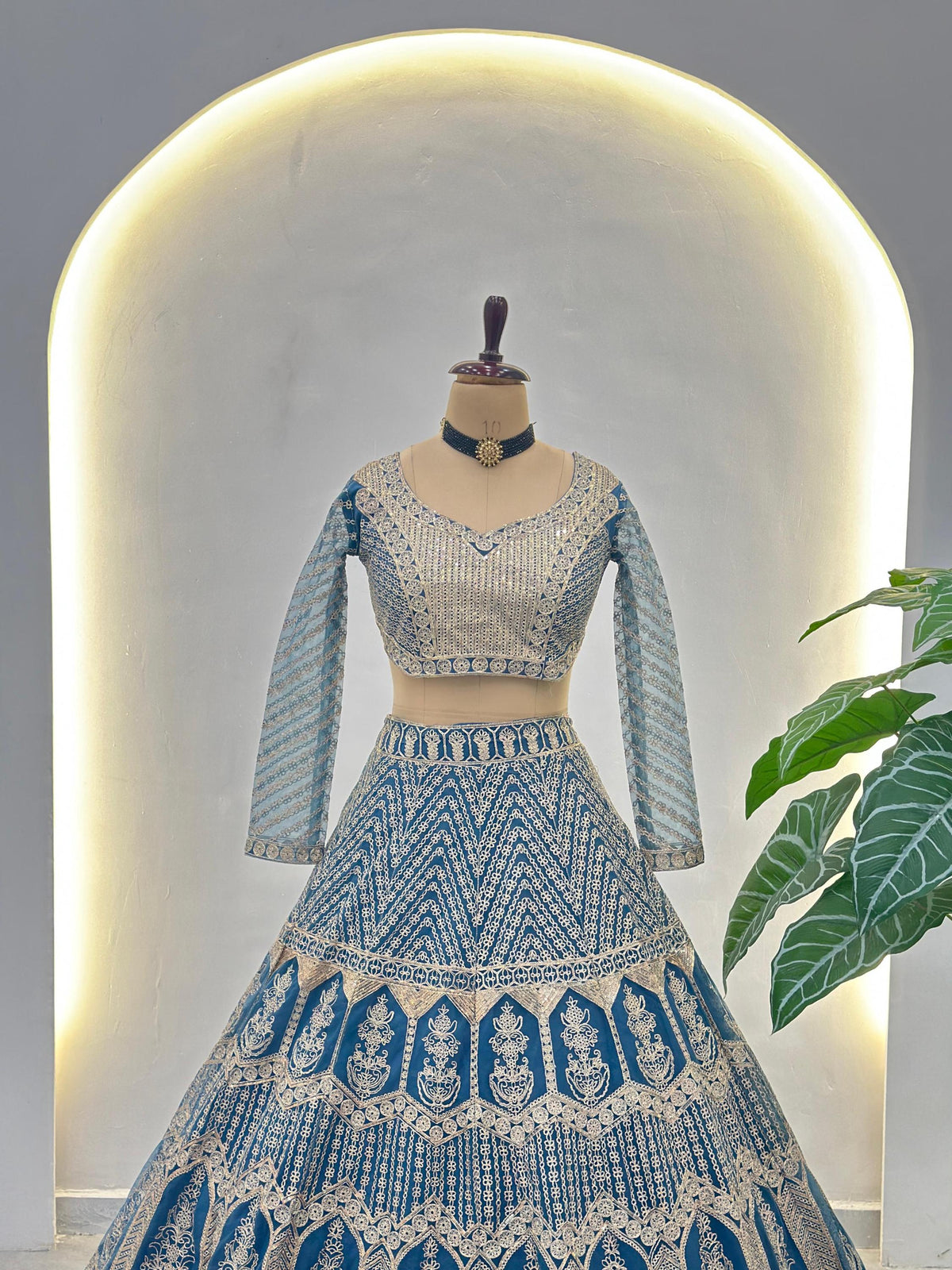 Butterfly Net Lehenga Choli Set, Sequins Jari Embroidery, Bridal Wedding Party Wear