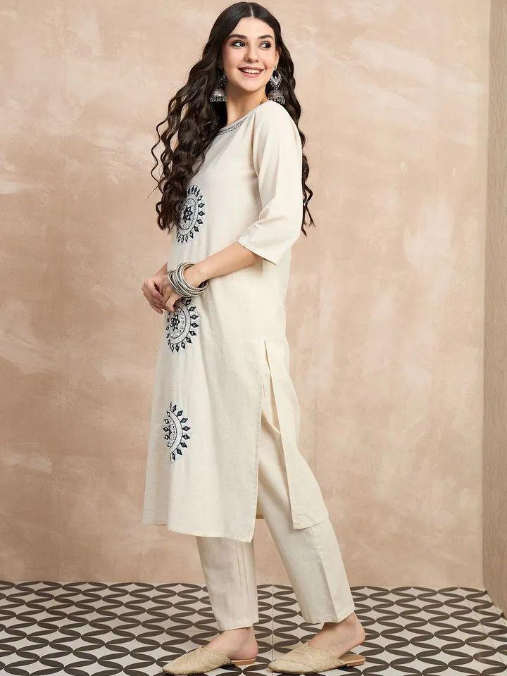 Elegant Ivory Cotton Flex Kurta Set