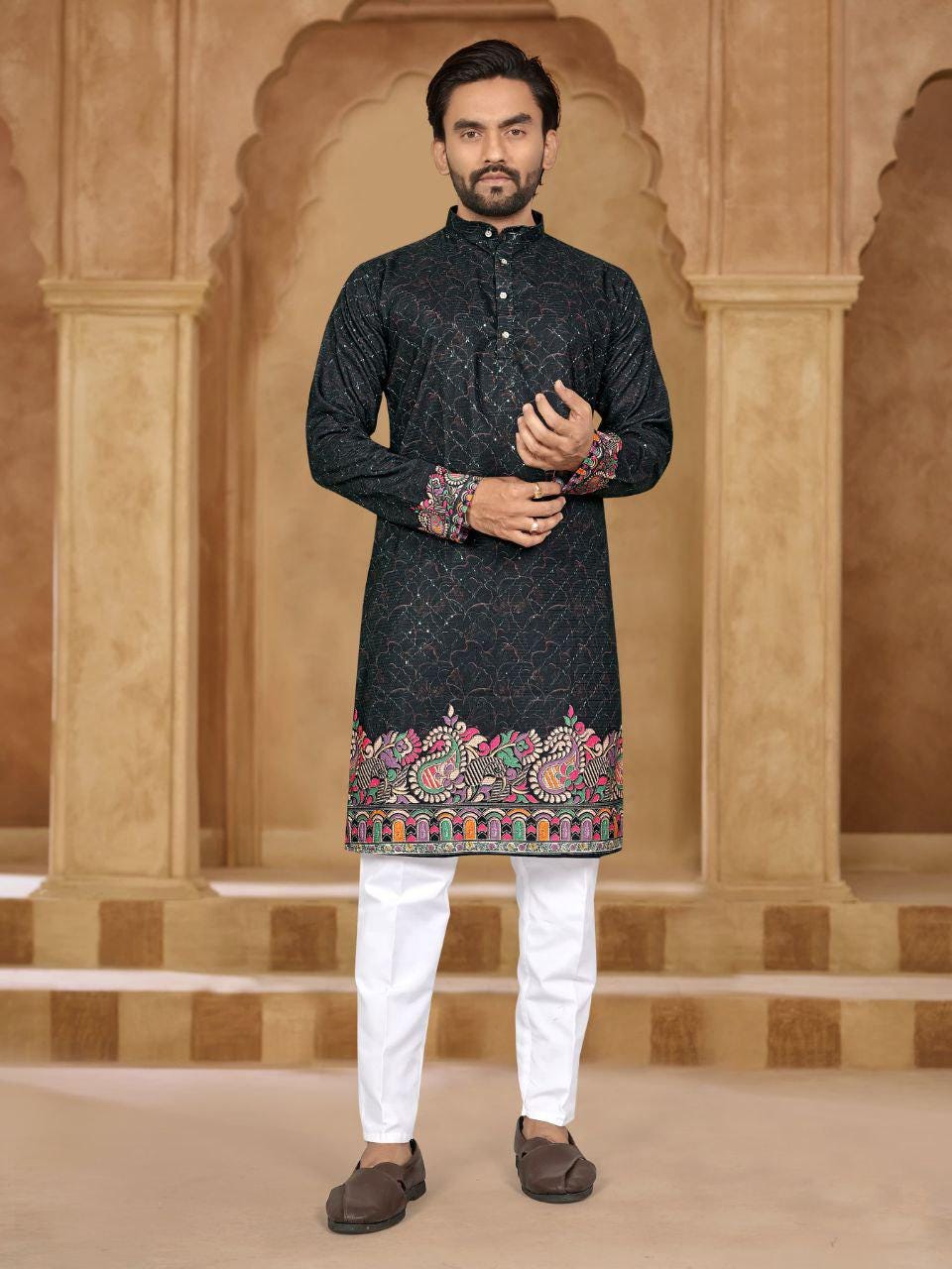 Elegant Heavy Chanderi Silk Kurta Pajama Set for Men
