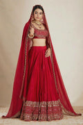 Vichitra Silk Lehenga Choli Set | Embroidered Wedding Bridal Wear, Fully Stitched Dupatta