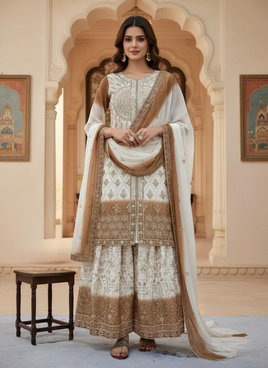 Glamorous Dual Tone Georgette Palazzo Set